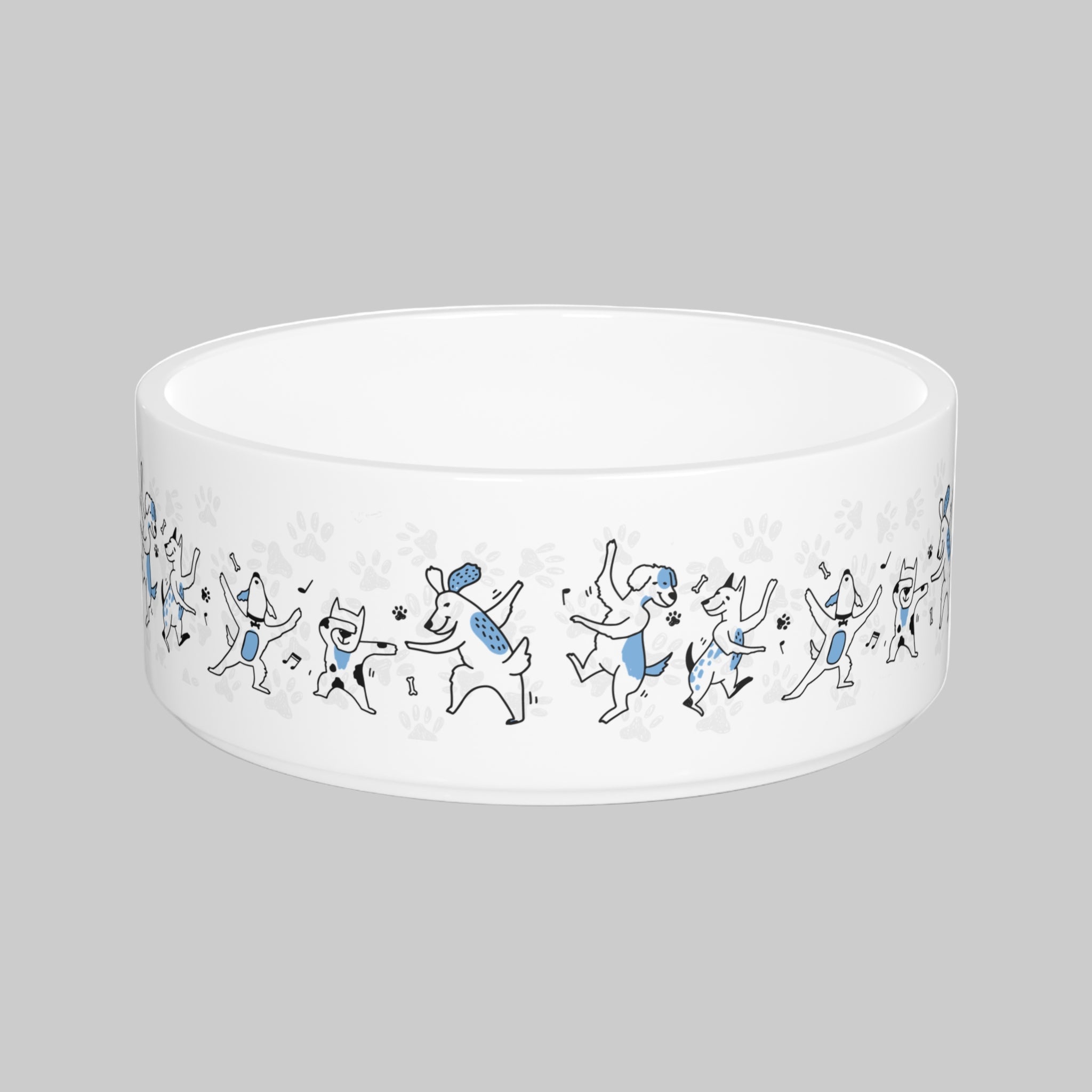 Playful Dance Print Ceramic Pet Bowl