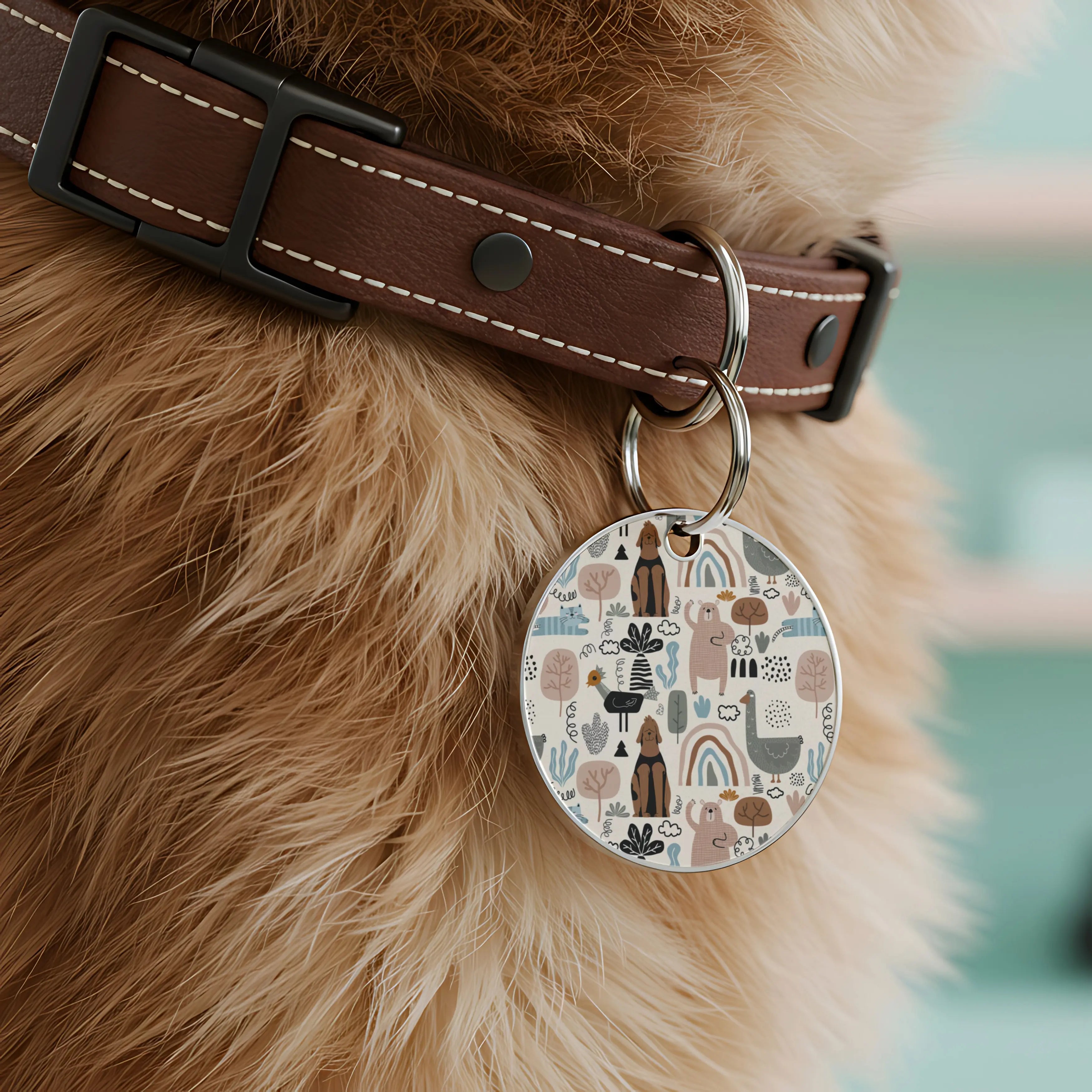 Playful Animal Print Pet ID Tag