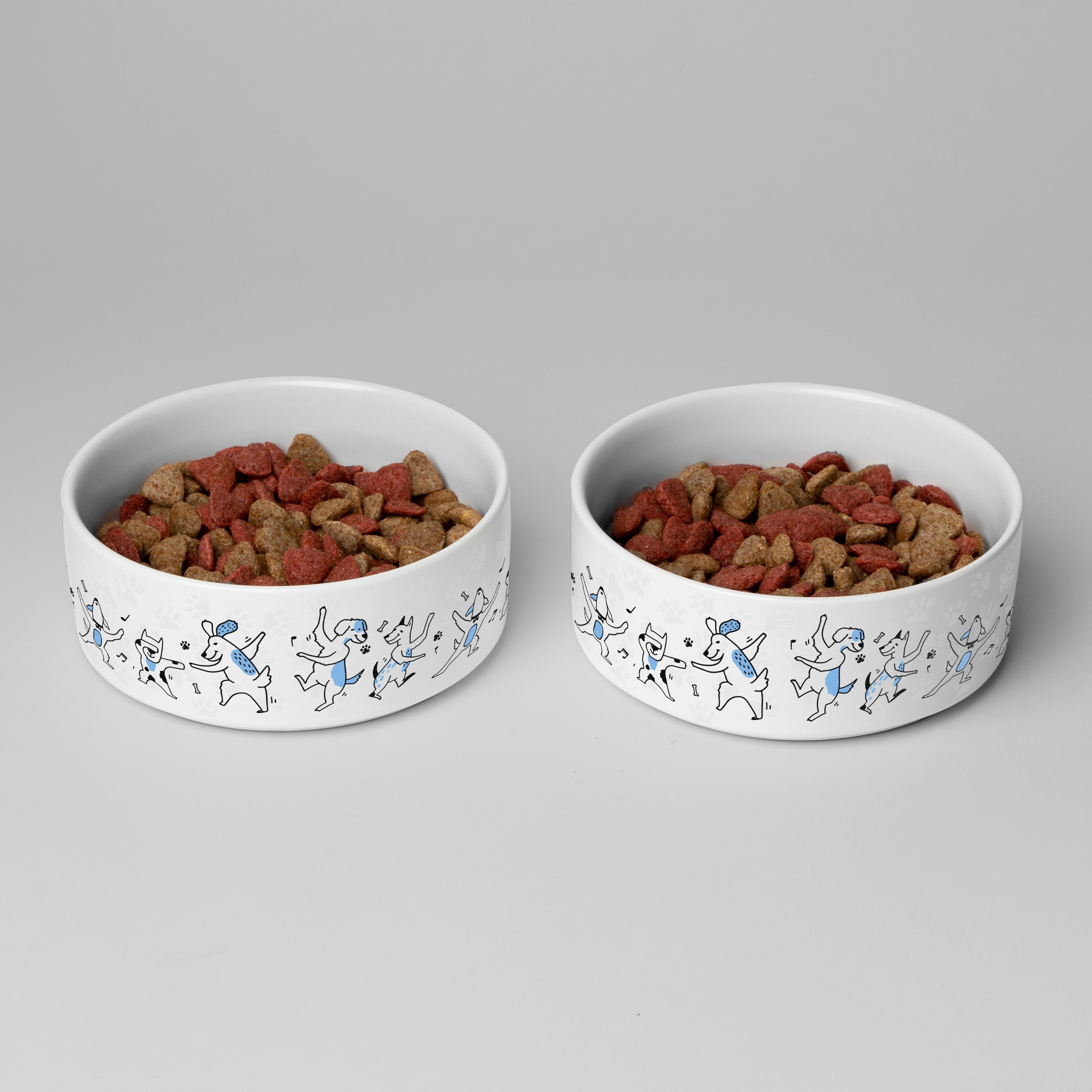 Playful Dance Print Ceramic Pet Bowl